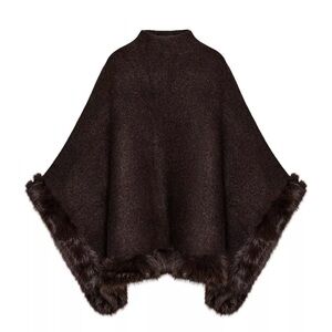 ARITZIA Faux Fur Knit Cape Poncho
